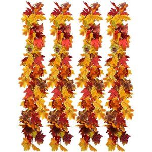 4 Packs Fall Garland Maple Leaf, 5.9Ft/Pieces Fall Leaves Garland